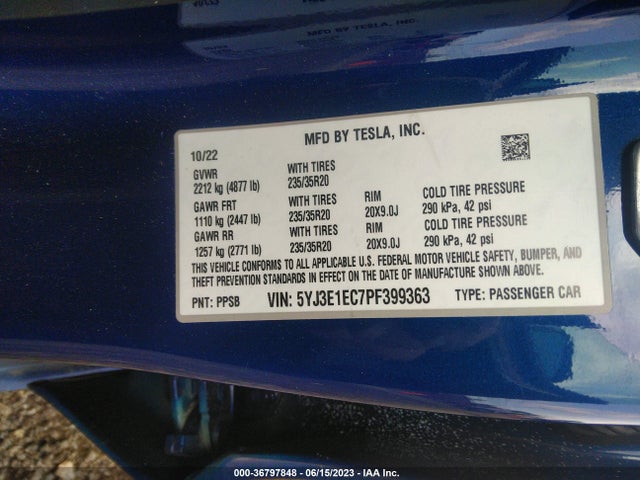 Tesla Model 3 Performance 2023 5YJ3E1EC7PF399363 Image 8