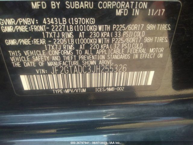 JF2GTADC3JH255326 Subaru Crosstrek Premium