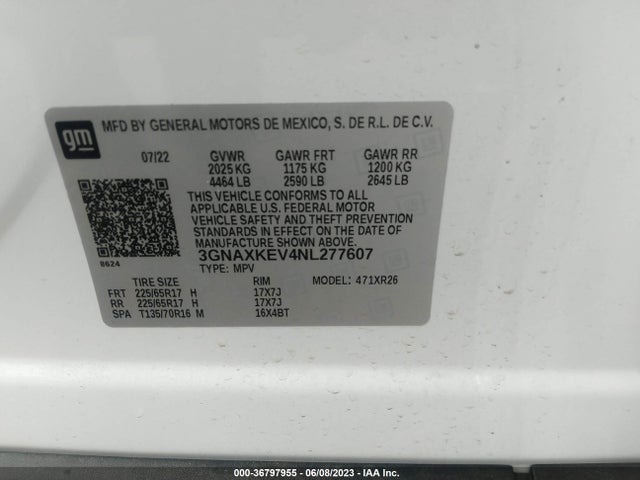 Chevrolet EQUINOX LT 2022 3GNAXKEV4NL277607 Image 9
