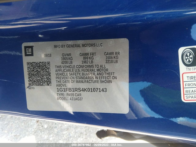 Chevrolet Camaro 1lt 2019 1G1FB1RS4K0107143 Image 9