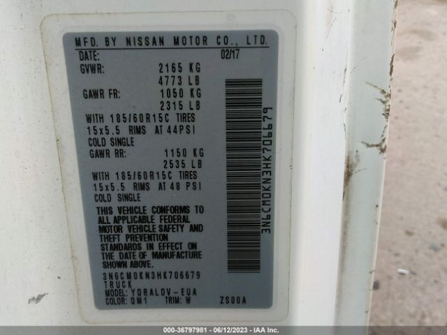 3N6CM0KN3HK706679 Nissan Nv200 Compact Cargo S