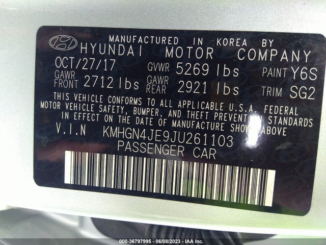 Genesis G80 3.8l 2018 KMHGN4JE9JU261103 Image 10