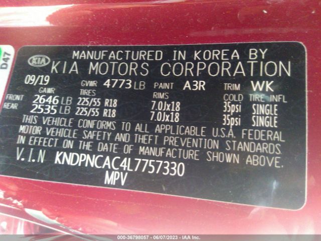 KNDPNCAC4L7757330 KIA Sportage Ex