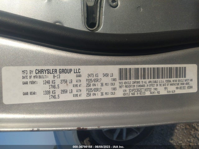 Dodge Journey Sxt 2014 3C4PDCBG2ET103722 Image 9