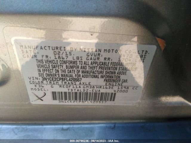 3N1CE2CP8FL420557 Nissan Versa Note S/s Plus/sv/sr/sl