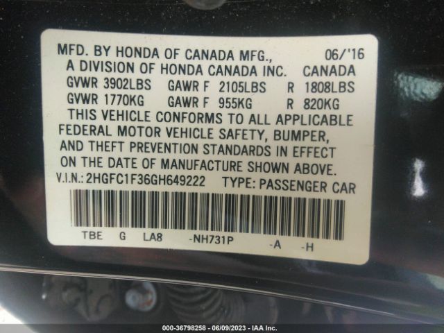 Honda Civic Sedan Ex-t 2016 2HGFC1F36GH649222 Image 16