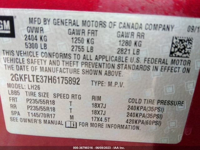 2GKFLTE37H6175892 GMC Terrain Sle