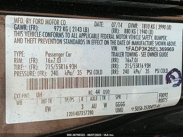 Ford FOCUS SE 2014 1FADP3K26EL369969 Image 9