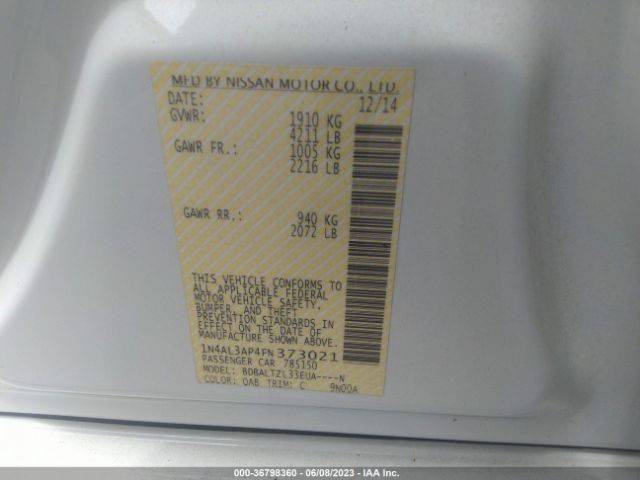 1N4AL3AP4FN373021 Nissan Altima 2.5 Sl