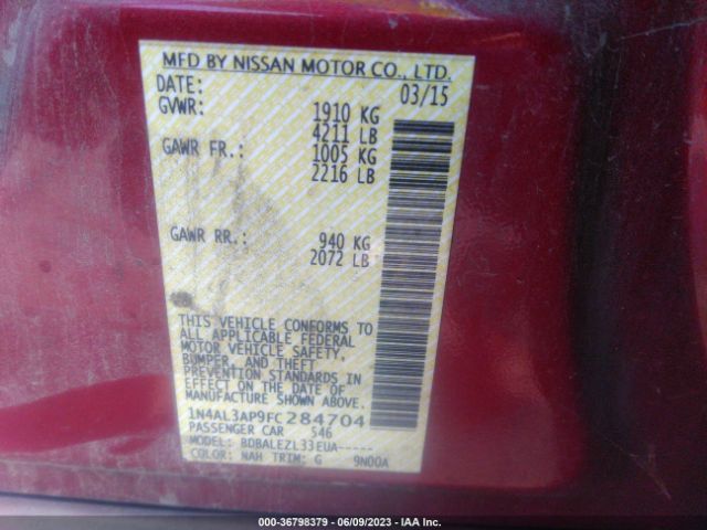 1N4AL3AP9FC284704 Nissan ALTIMA 2.5