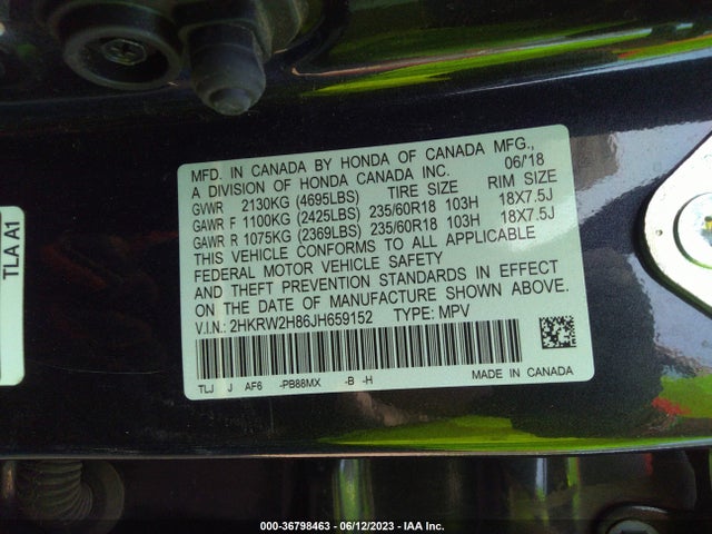 Honda Cr-v Ex-l 2018 2HKRW2H86JH659152 Image 9