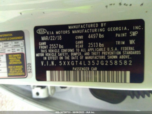 5XXGT4L35JG258582 KIA Optima Lx