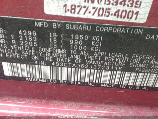 4S3GTAD62J3723116 Subaru Impreza Premium