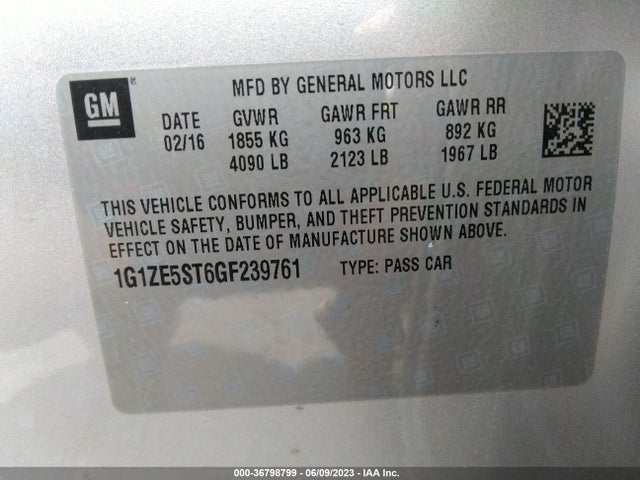 Chevrolet MALIBU LT 2016 1G1ZE5ST6GF239761 Image 9