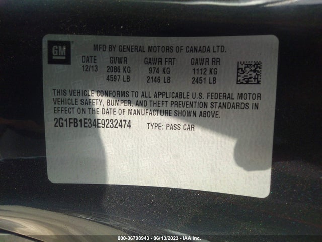 Chevrolet CAMARO LT 2014 2G1FB1E34E9232474 Image 9