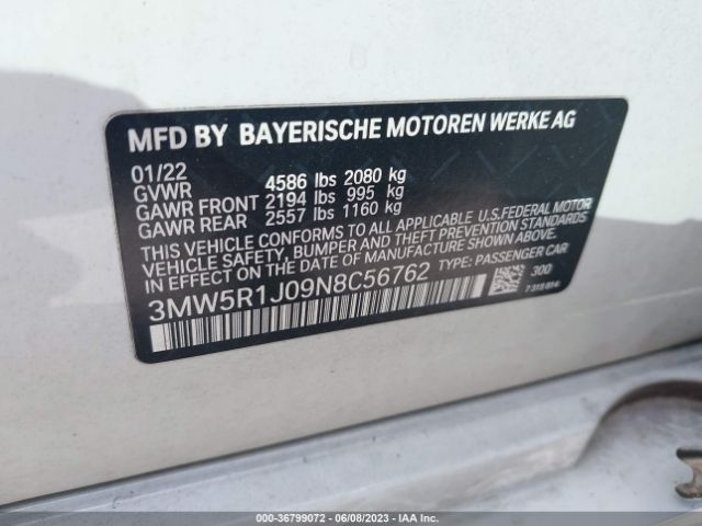 3MW5R1J09N8C56762 BMW 3 Series 330i