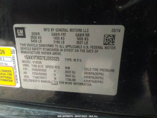 1GKKVTKD7EJ363025 GMC Acadia Denali