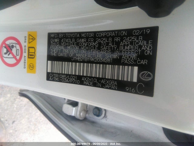 JTHB21B19K2034281 Lexus Es Es 300h