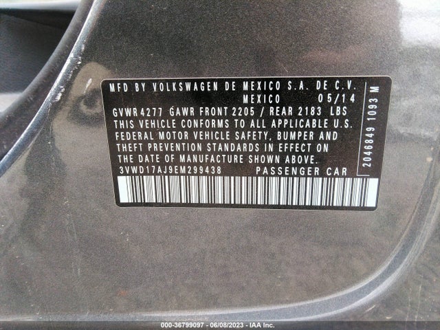 3VWD17AJ9EM299438 Volkswagen Jetta Sedan Se W/connectivity