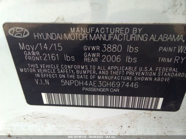 Hyundai Elantra Value Edition 2016 5NPDH4AE3GH697446 Image 9