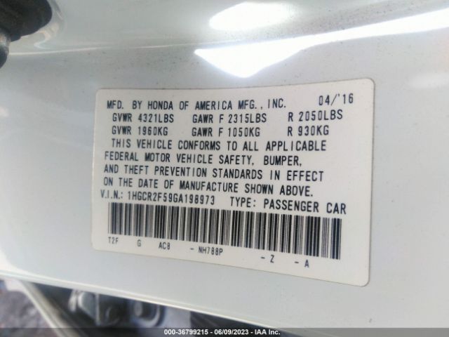 Honda Accord Sedan Sport 2016 1HGCR2F59GA198973 Image 15