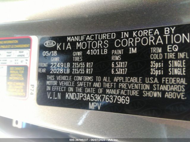 KIA SOUL + 2019 KNDJP3A53K7637969 Image 10