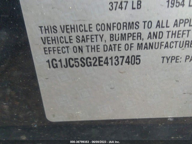 Chevrolet SONIC LT 2014 1G1JC5SG2E4137405 Image 10