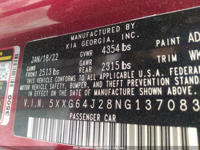 5XXG64J28NG137083 KIA K5 Gt-line
