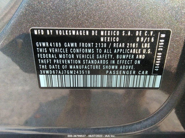 3VWD67AJ7GM243518 Volkswagen Jetta Sedan 1.4t Se W/connectivity