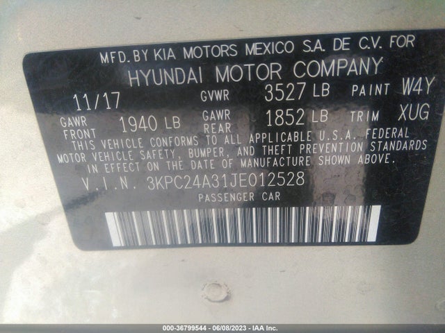 Hyundai ACCENT SE 2018 3KPC24A31JE012528 Image 9
