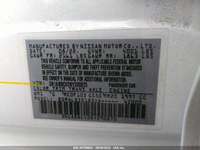3N1AB8CV2NY290875 Nissan SENTRA SV