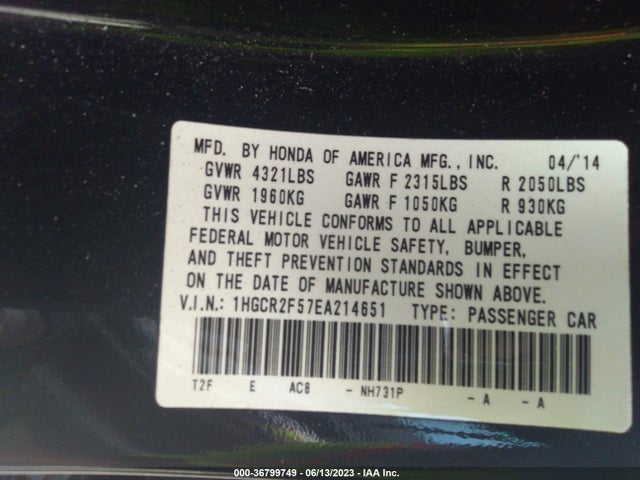 Honda Accord Sport 2014 1HGCR2F57EA214651 Image 9