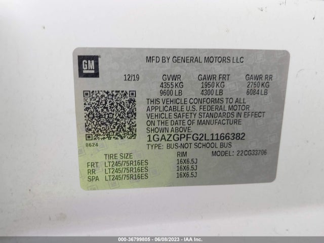 Chevrolet Express Passenger Lt 2020 1GAZGPFG2L1166382 Image 9