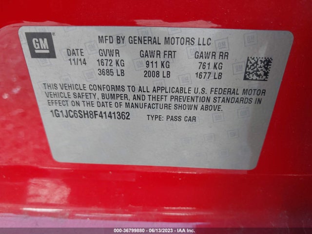 Chevrolet SONIC LT 2015 1G1JC6SH8F4141362 Image 9