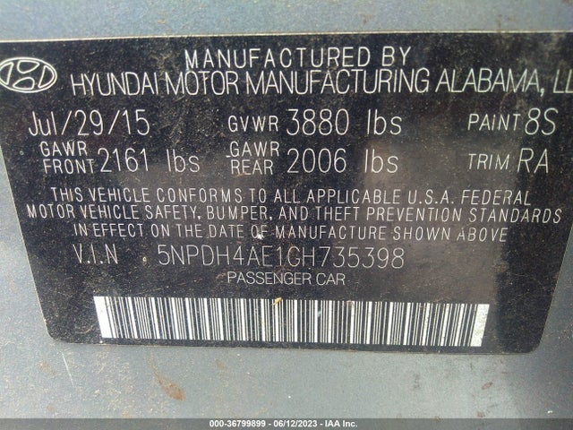 Hyundai ELANTRA SE 2016 5NPDH4AE1GH735398 Image 15