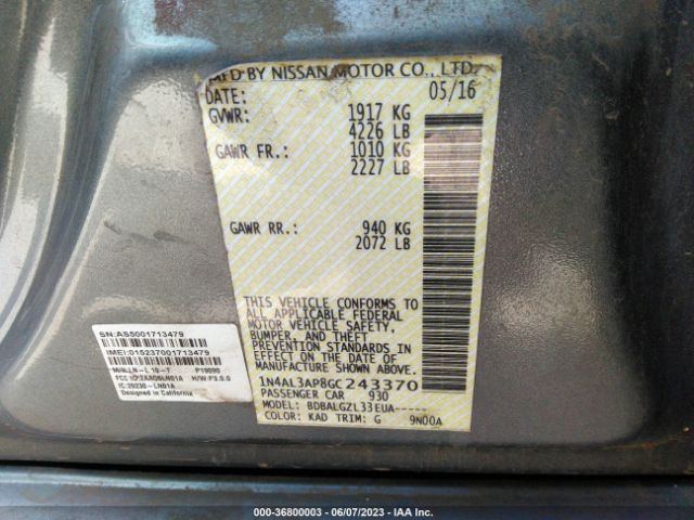 1N4AL3AP8GC243370 Nissan ALTIMA 2.5