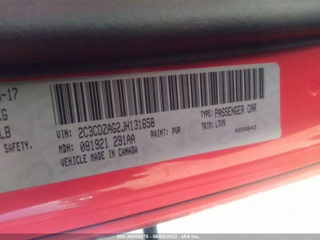 2C3CDZAG2JH131658 Dodge Challenger Sxt