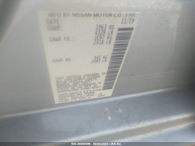 Nissan Altima 2.5 S 2020 1N4BL4BV2LN315346 Image 10