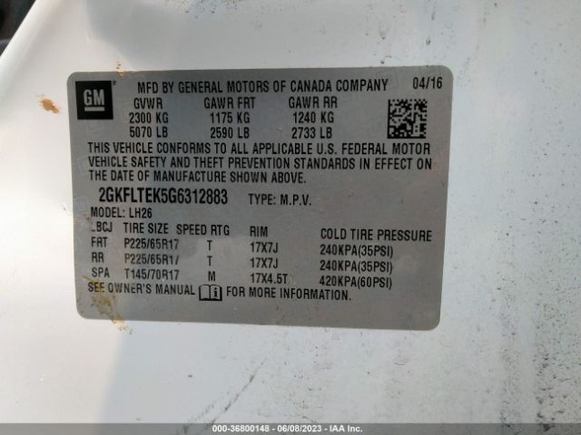 2GKFLTEK5G6312883 GMC Terrain Sle