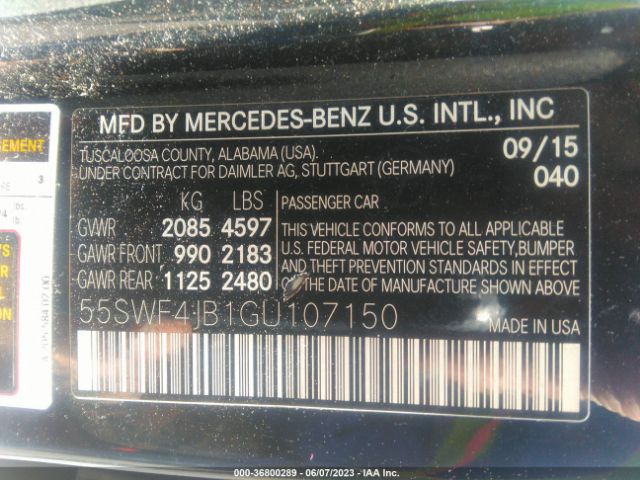 55SWF4JB1GU107150 Mercedes-Benz C-class C 300