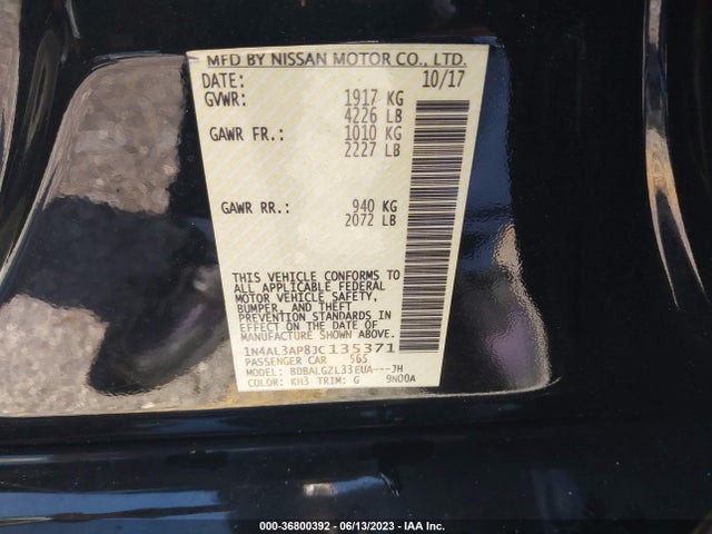 2018 NISSAN ALTIMA VIN: 1N4AL3AP8JC135371