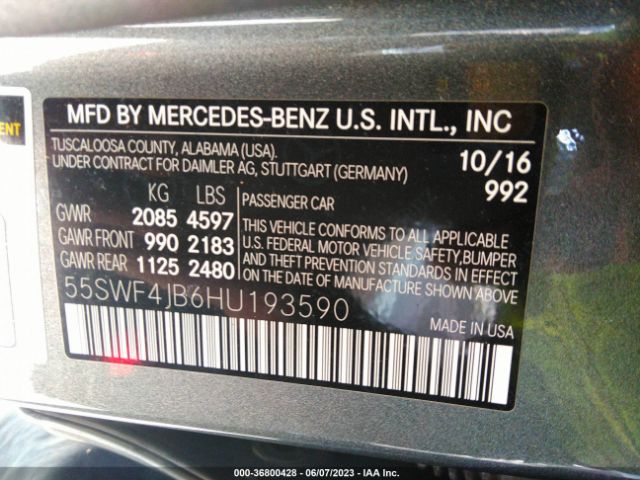 55SWF4JB6HU193590 Mercedes-Benz C-class C 300