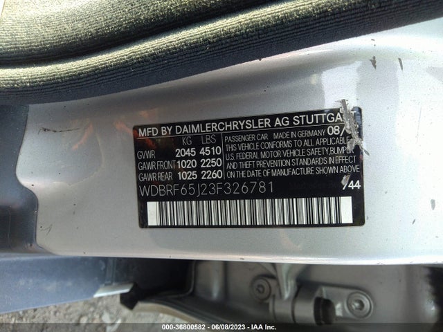 2003 MERCEDES-BENZ C-CLASS 3.2L AMG VIN: WDBRF65J23F326781