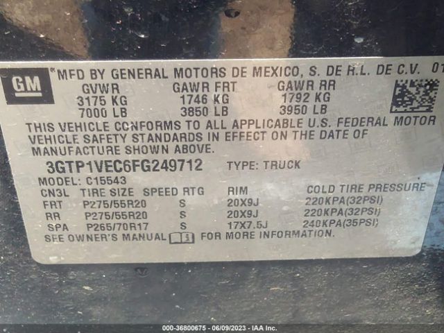 3GTP1VEC6FG249712 GMC Sierra 1500 Slt
