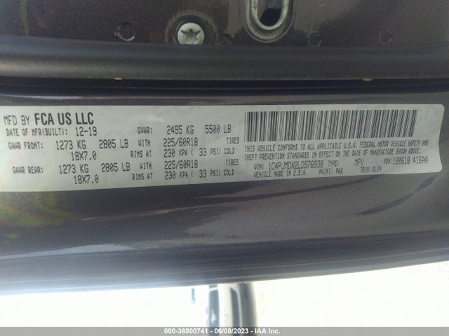 2020 JEEP CHEROKEE LIMITED VIN: 1C4PJMDX2LD576938