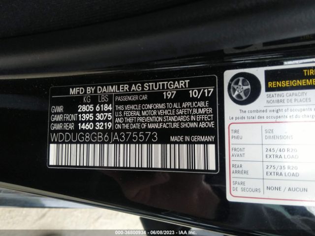 WDDUG8GB6JA375573 Mercedes-Benz S-class S 560
