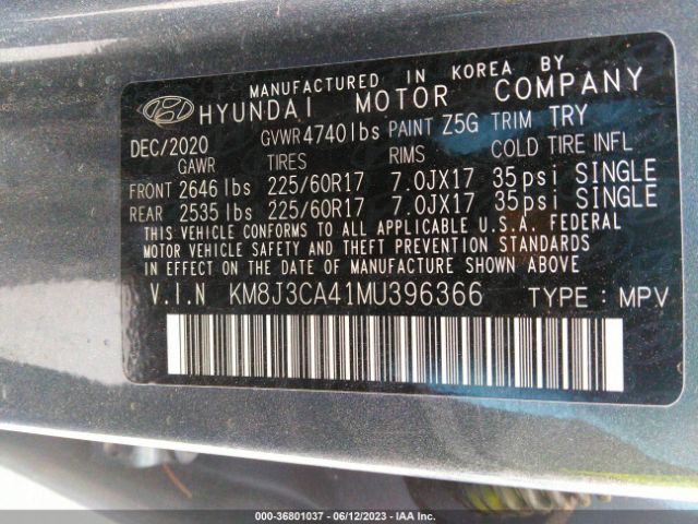 KM8J3CA41MU396366 Hyundai Tucson Value