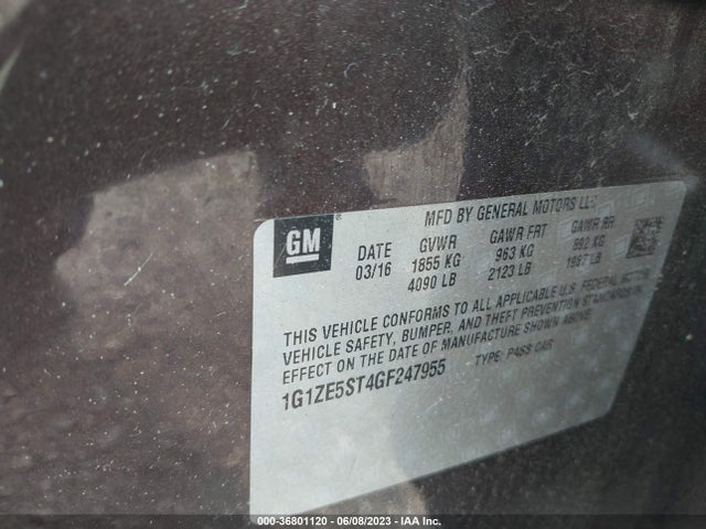 Chevrolet MALIBU LT 2016 1G1ZE5ST4GF247955 Image 9