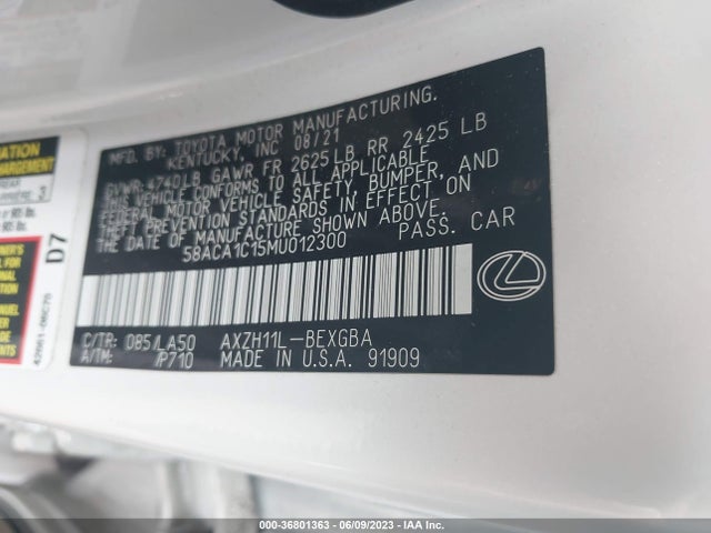 58ACA1C15MU012300 Lexus Es Es 300h
