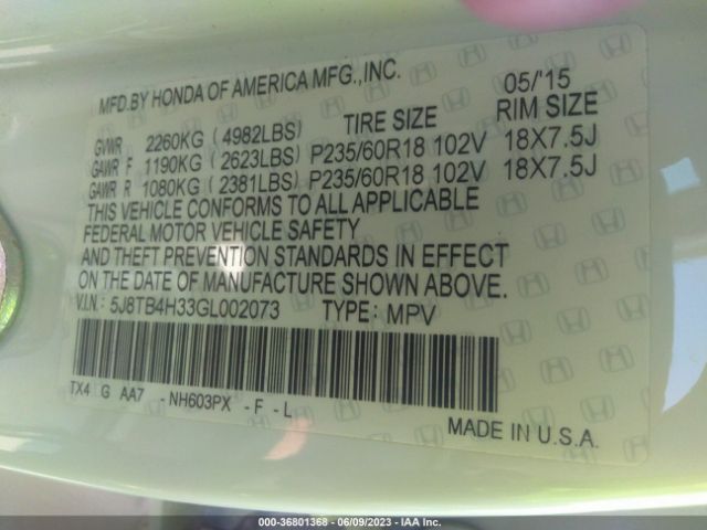 5J8TB4H33GL002073 Acura RDX